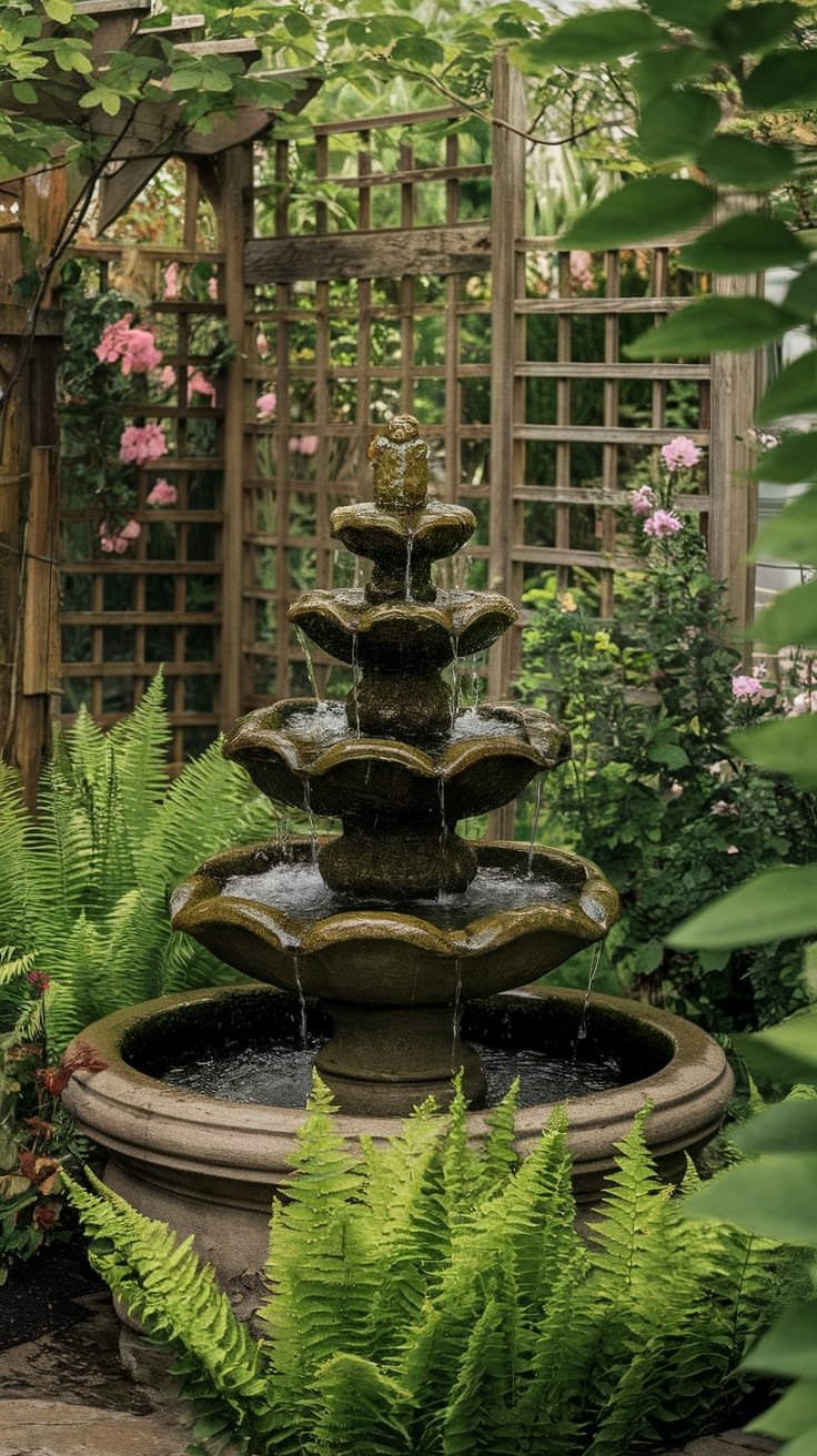 cascading corner fountain installation