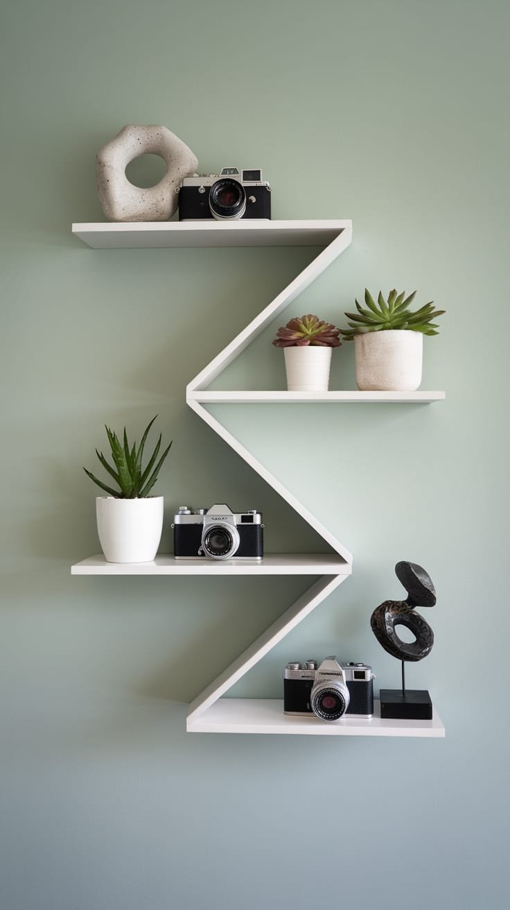 curated collections on shelves