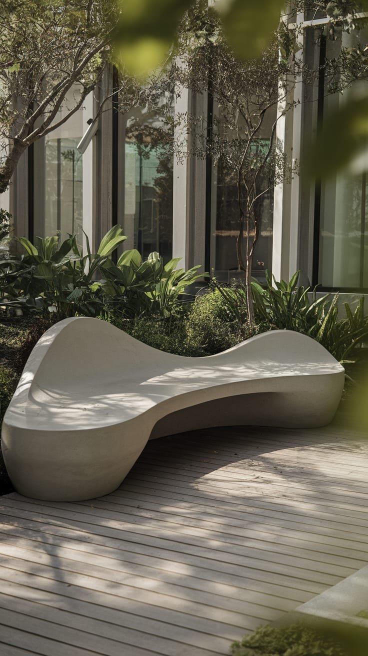 curved concrete seating design