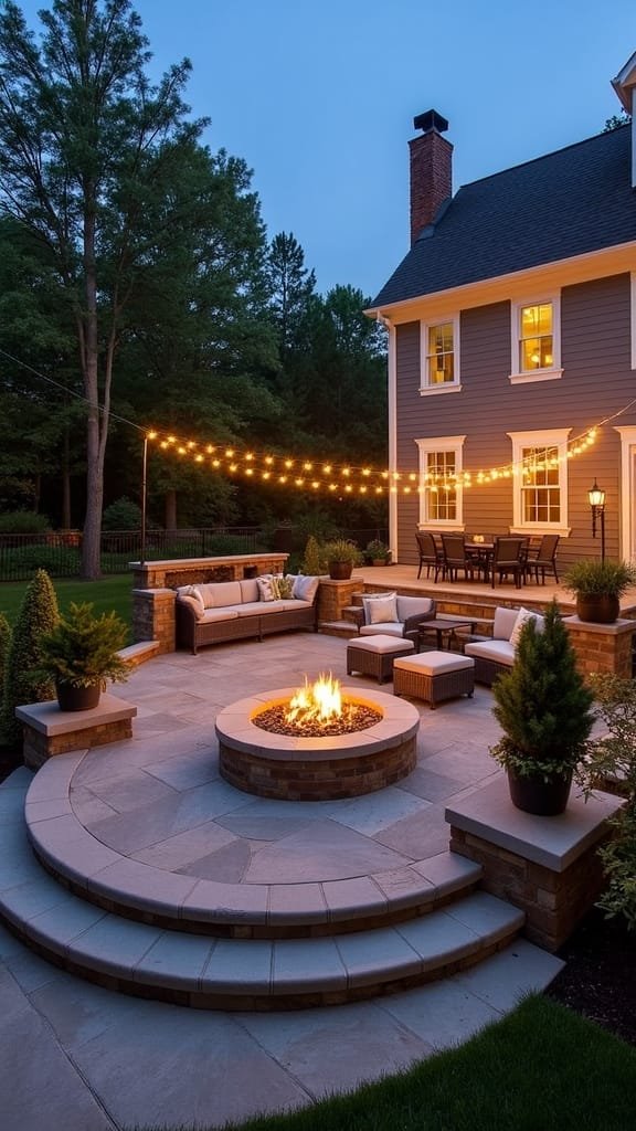 elevated terrace with fireplace