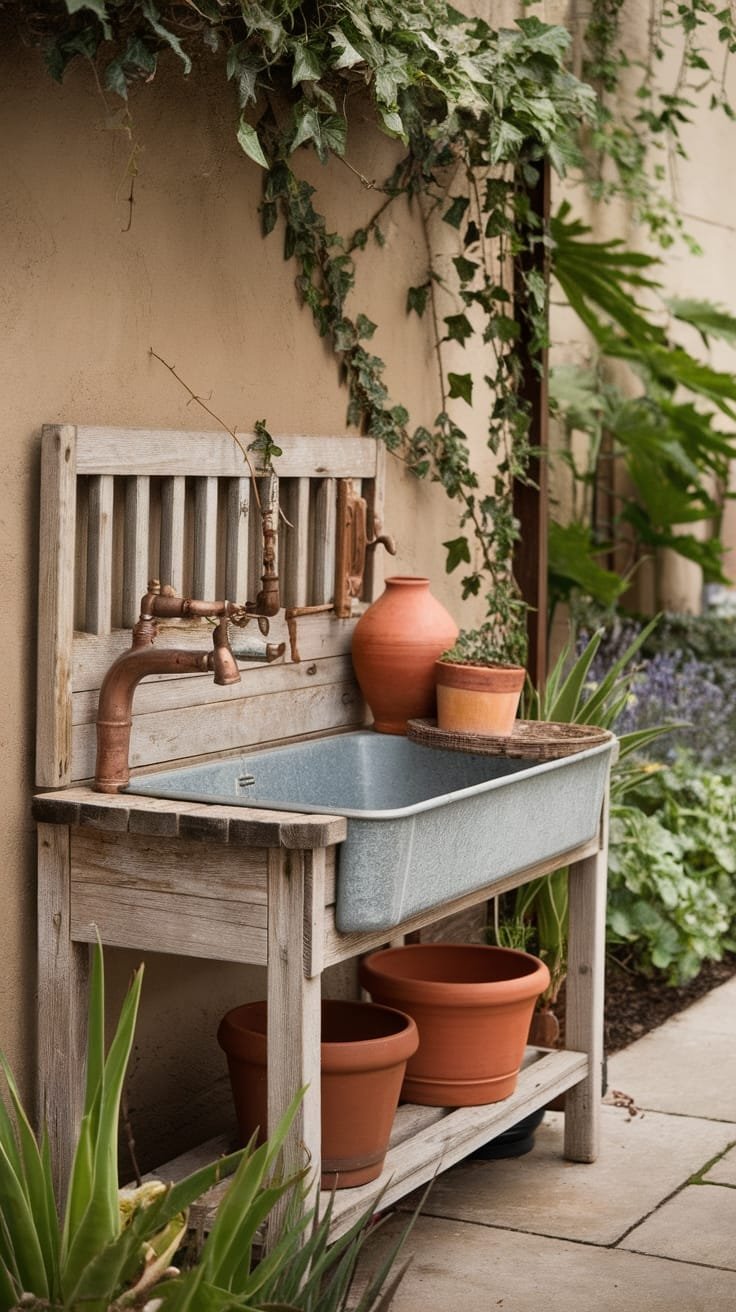 garden workspace with sink