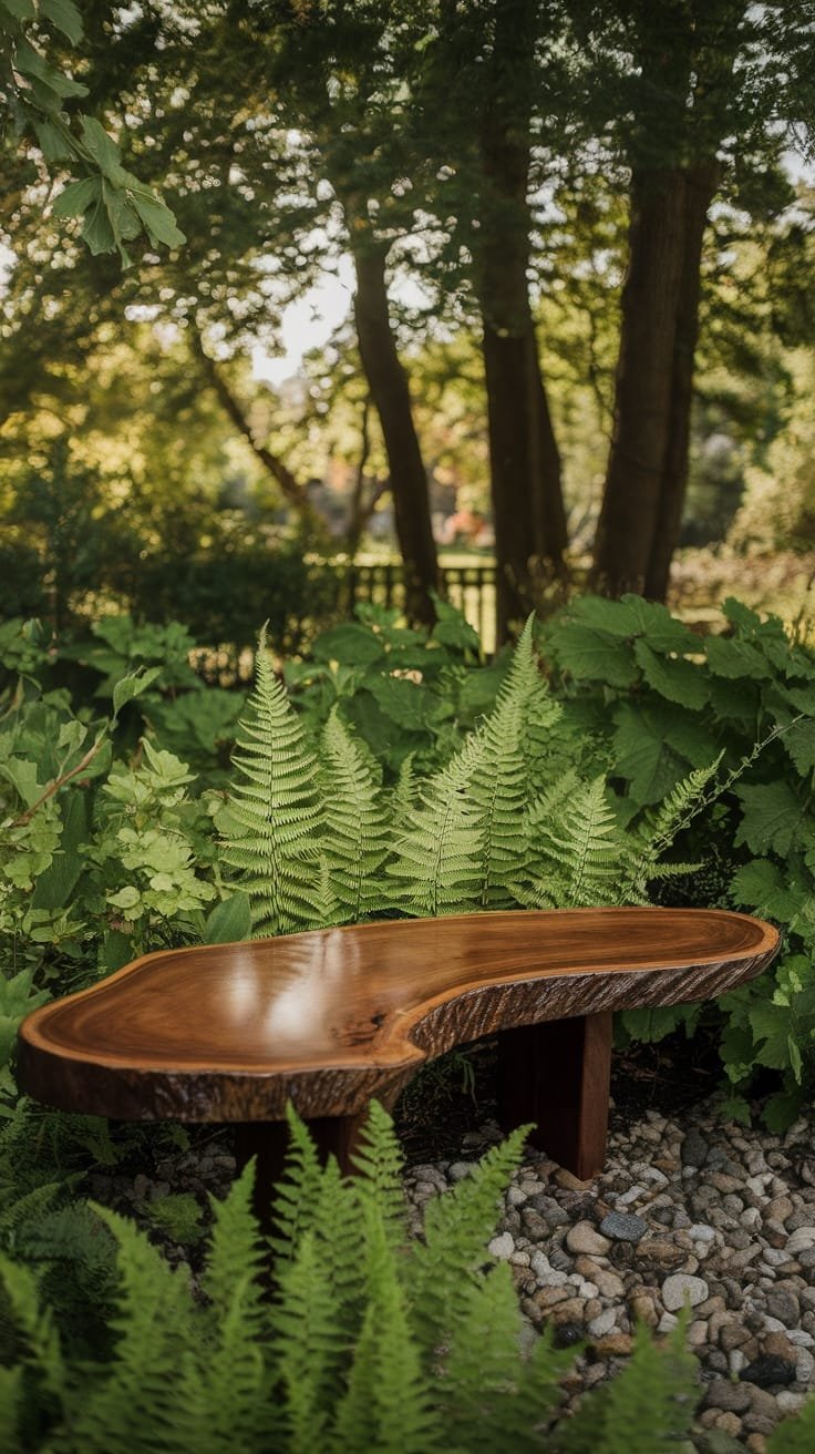 natural wood slab bench