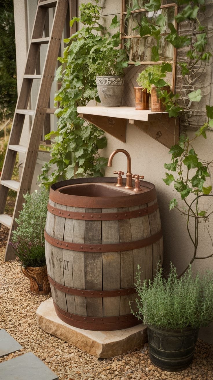 recycled barrel sink design