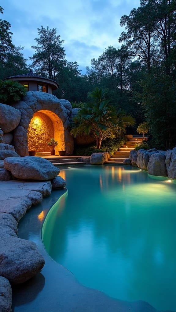serene waterfall grotto oasis