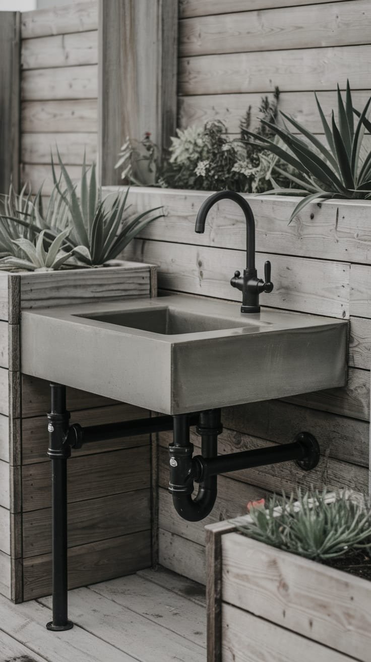 sleek contemporary outdoor sink