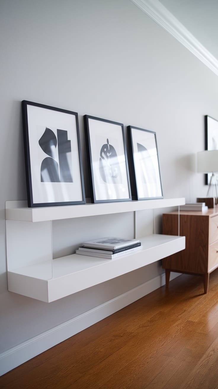 sleek wall mounted picture shelf