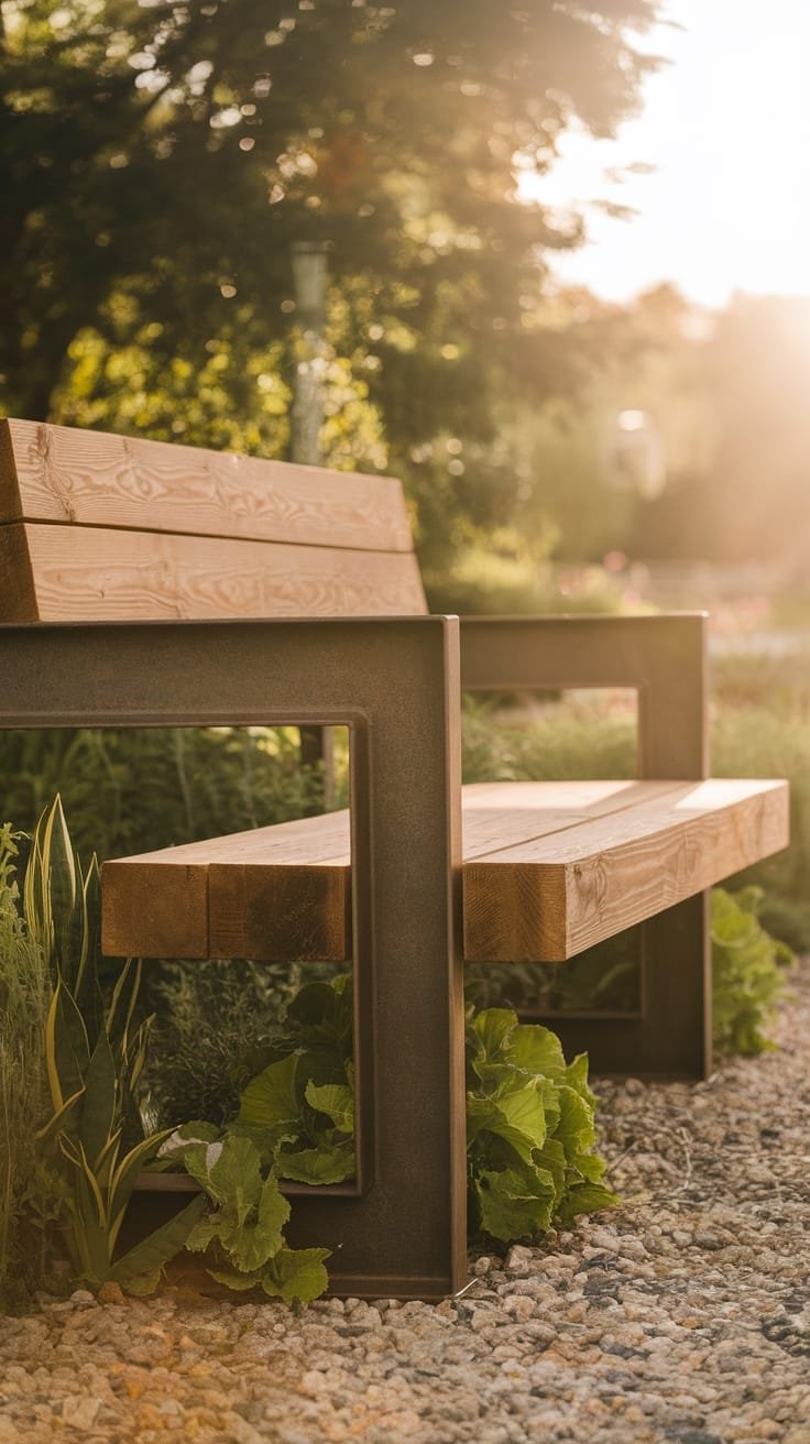 stylish industrial fusion bench