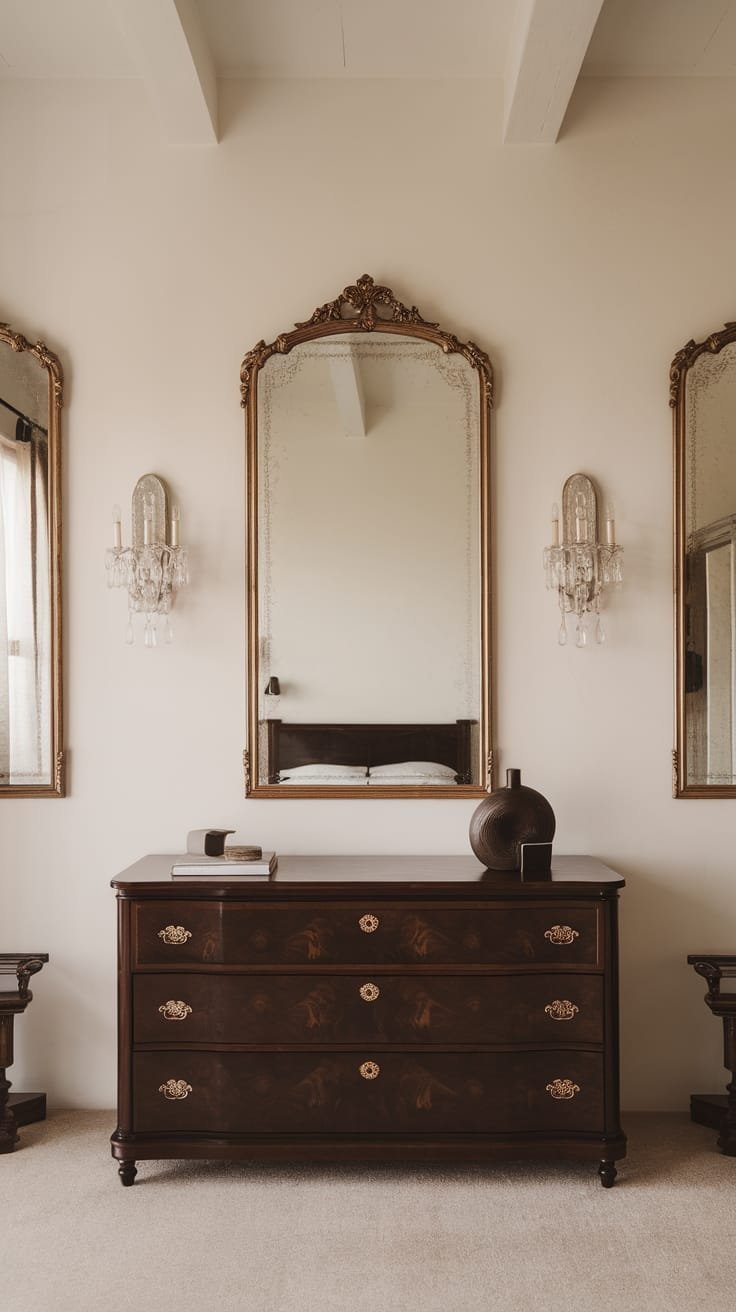 symmetrical mirror sconce design