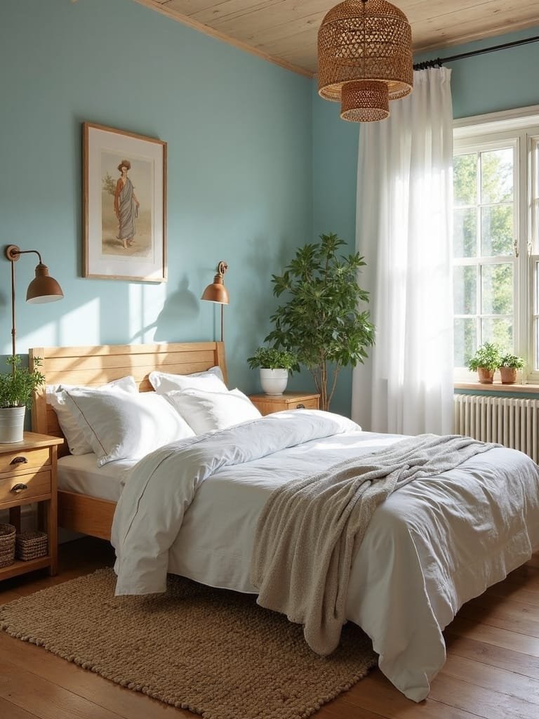 blue and wood combination