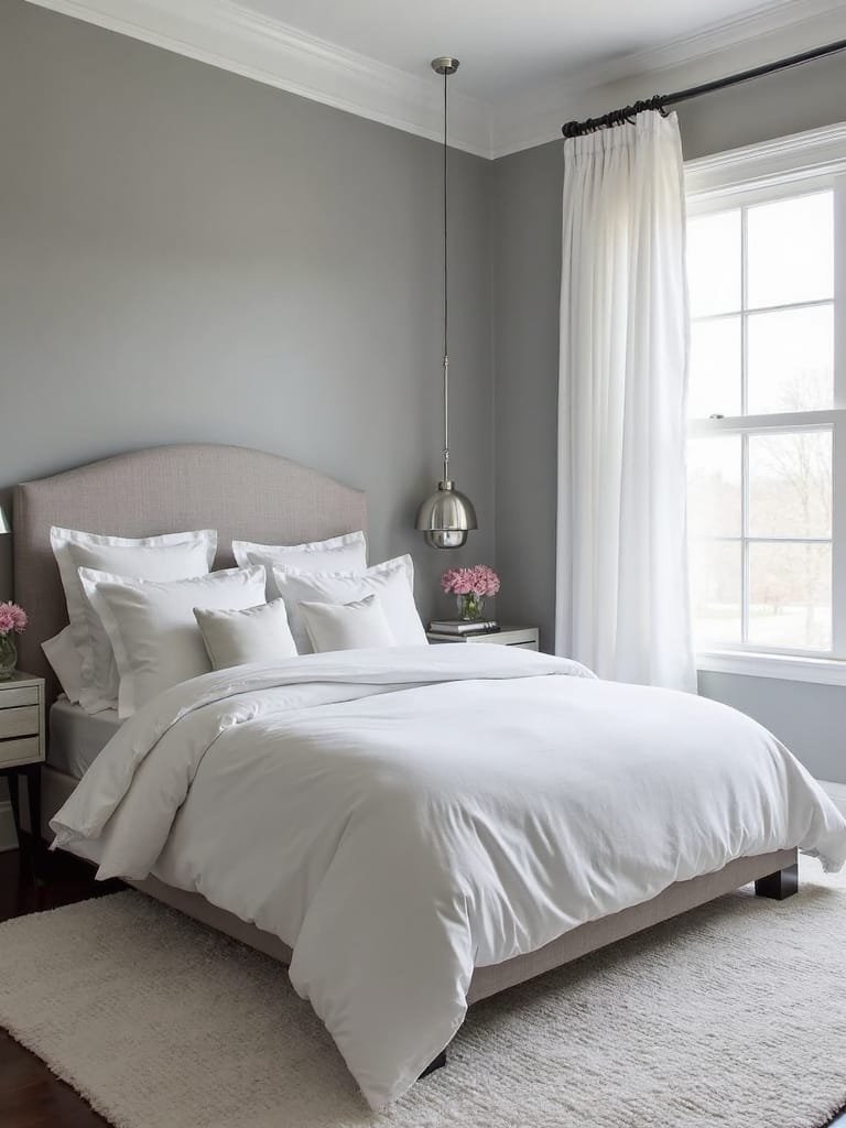 elegant grey and white bedroom