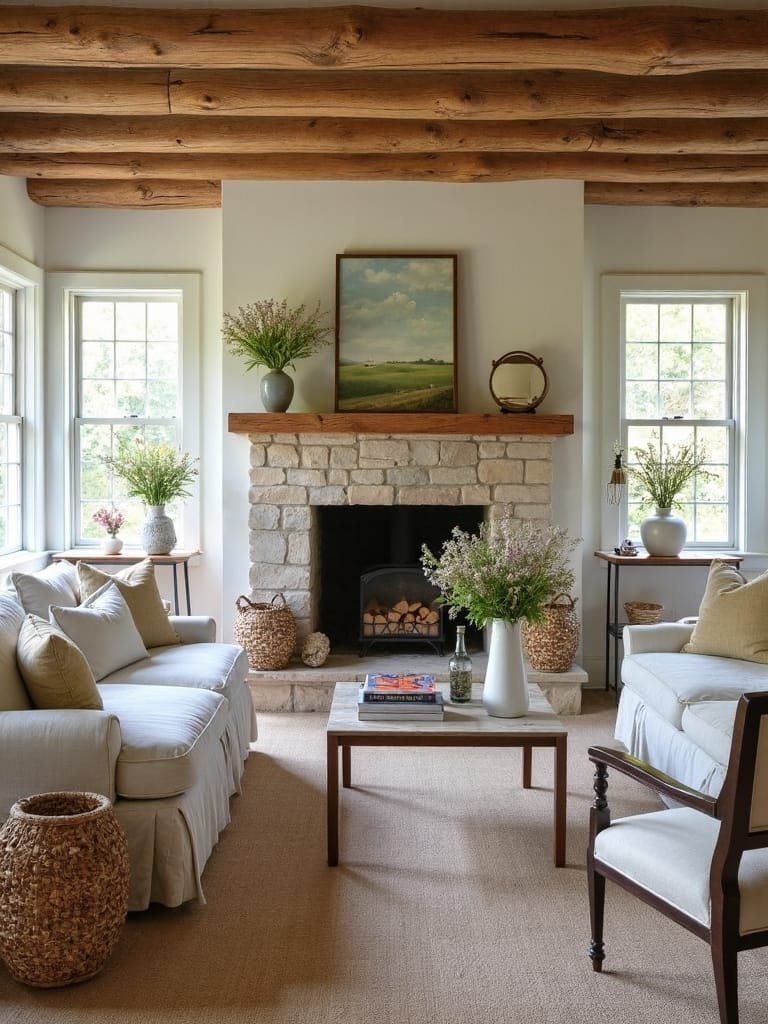 rustic wood and stone