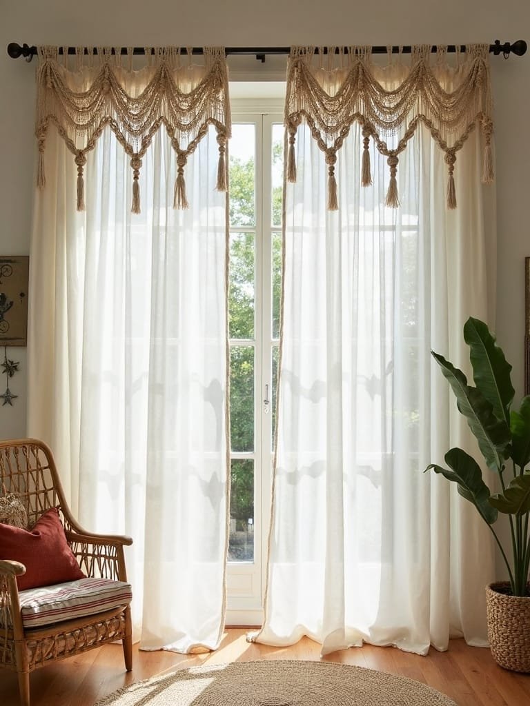 beaded mixed material curtains