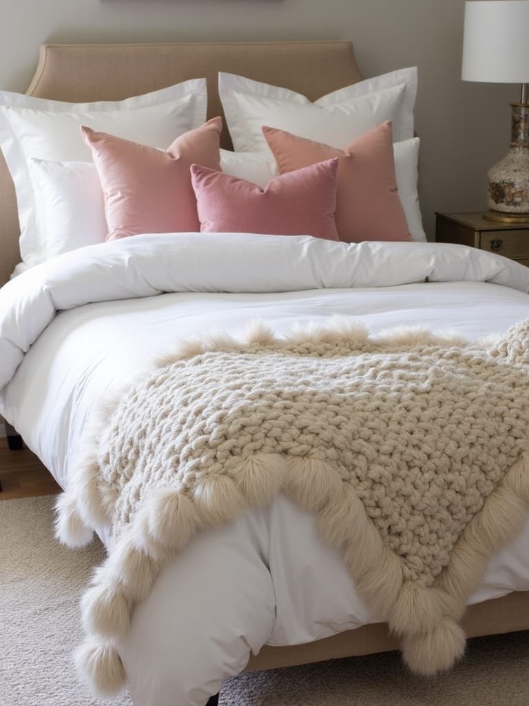 bedding and throw layers