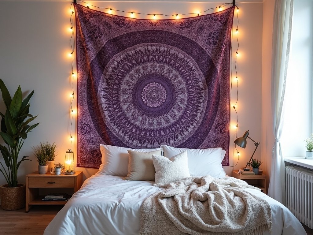 bohemian meditative sanctuary tapestry display