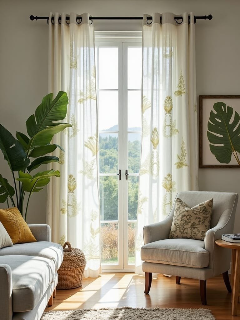 botanical print curtain design