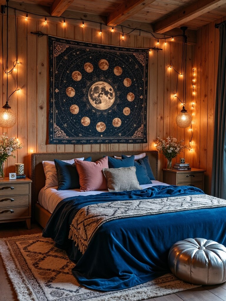 celestial boho sanctuary with metallic touches