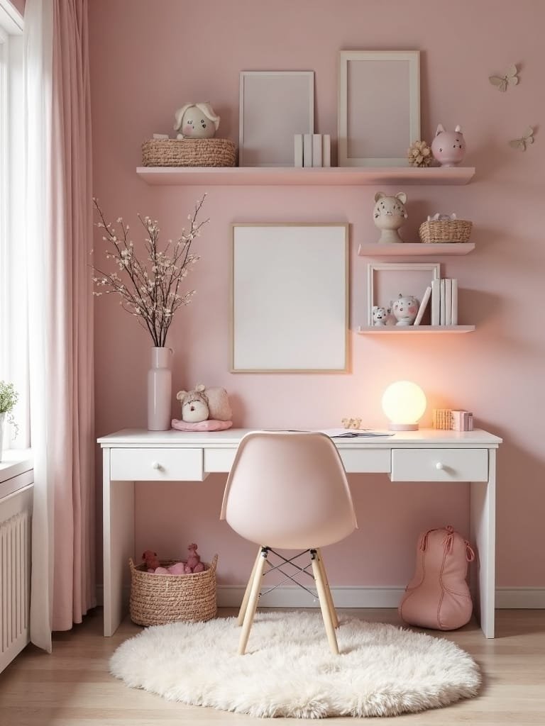 charming pastel pink workspace
