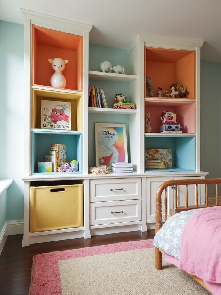 colorful shelving and storage