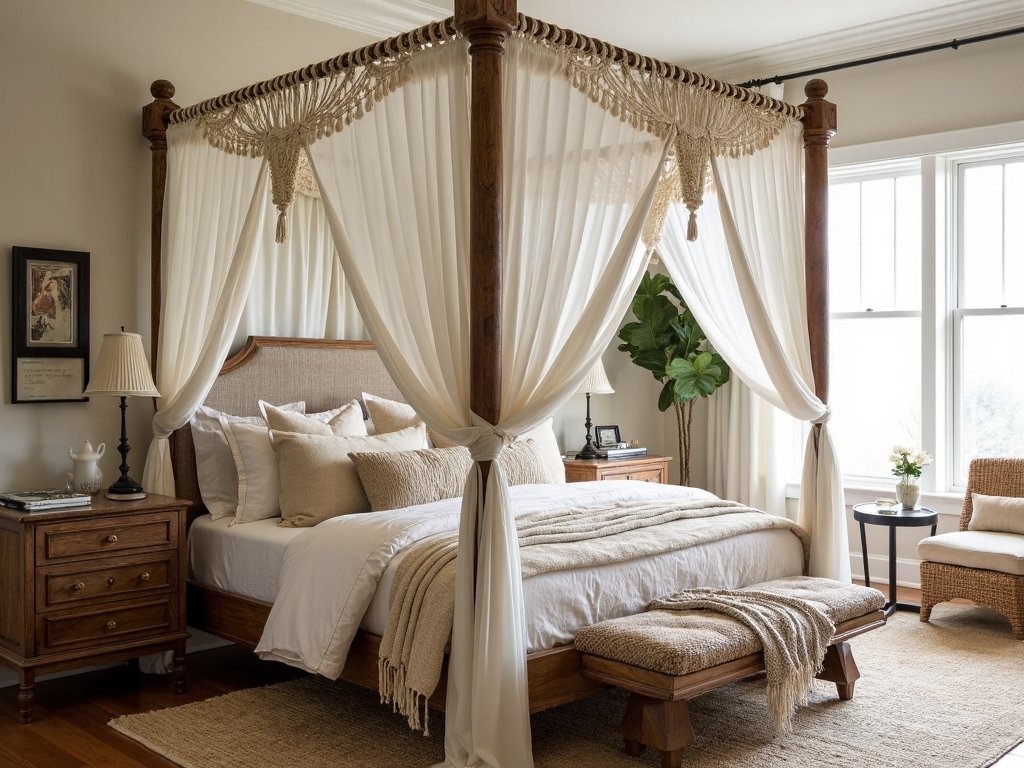 cozy bohemian canopy bed oasis