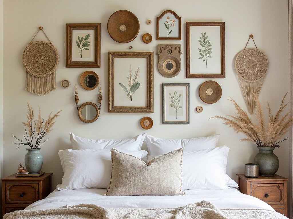 curated bohemian eclectic art display