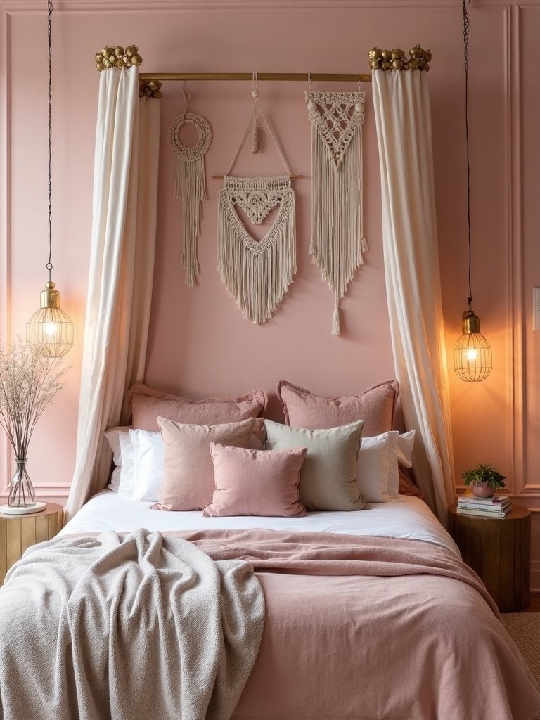 dreamy pink gold bohemian sanctuary