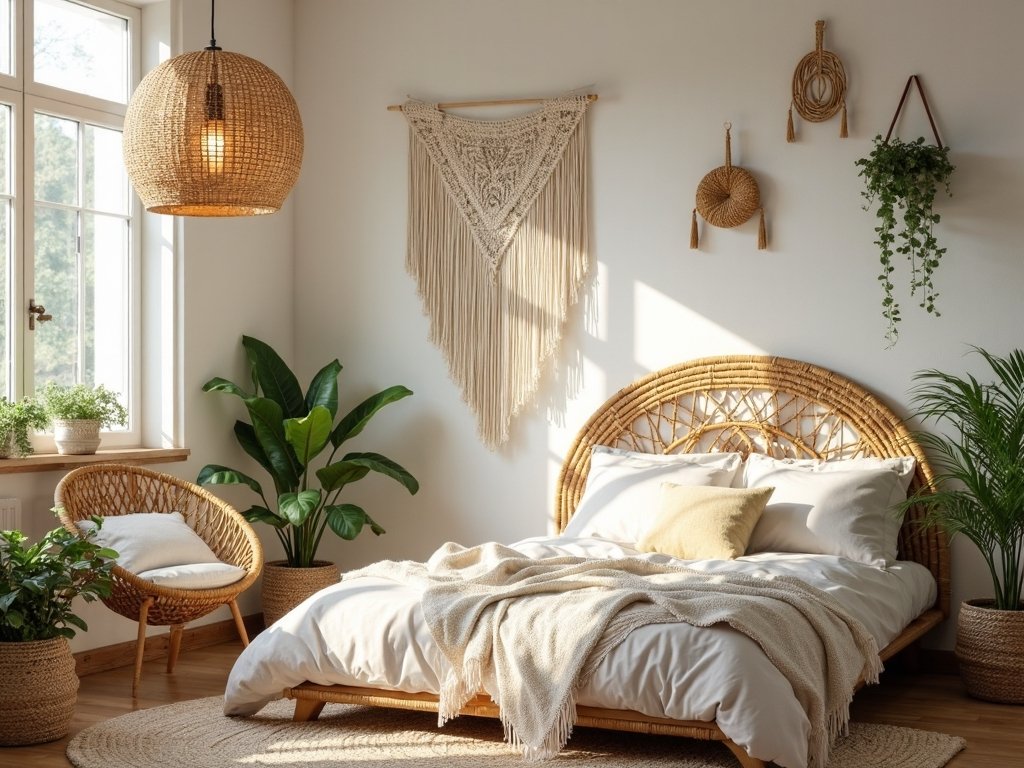 earthy boho rattan rustic