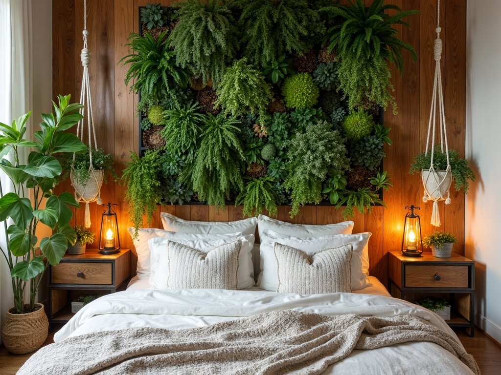 earthy boho vertical garden display