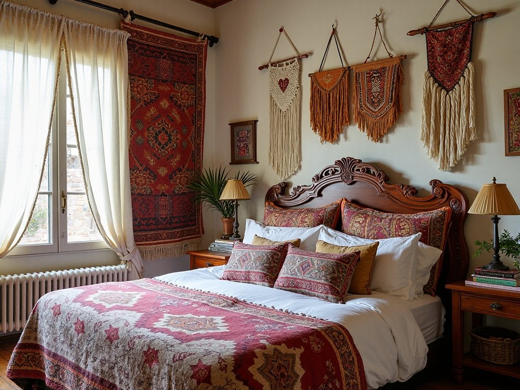 eclectic global textile wall hangings