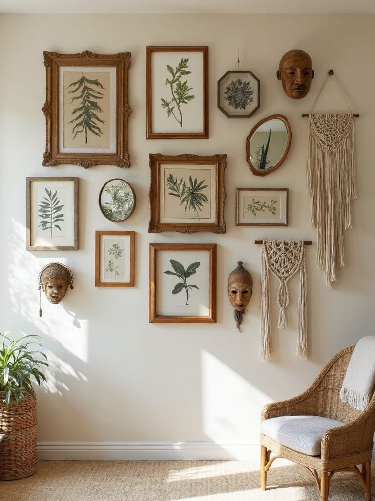 eclectic wall art display
