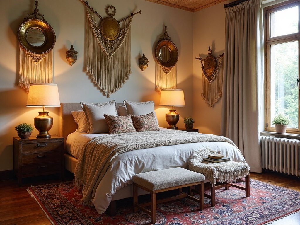 elegant metallic boho bedroom accents
