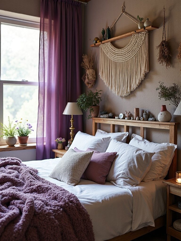 enchanted boho crystal filled meditation sanctuary