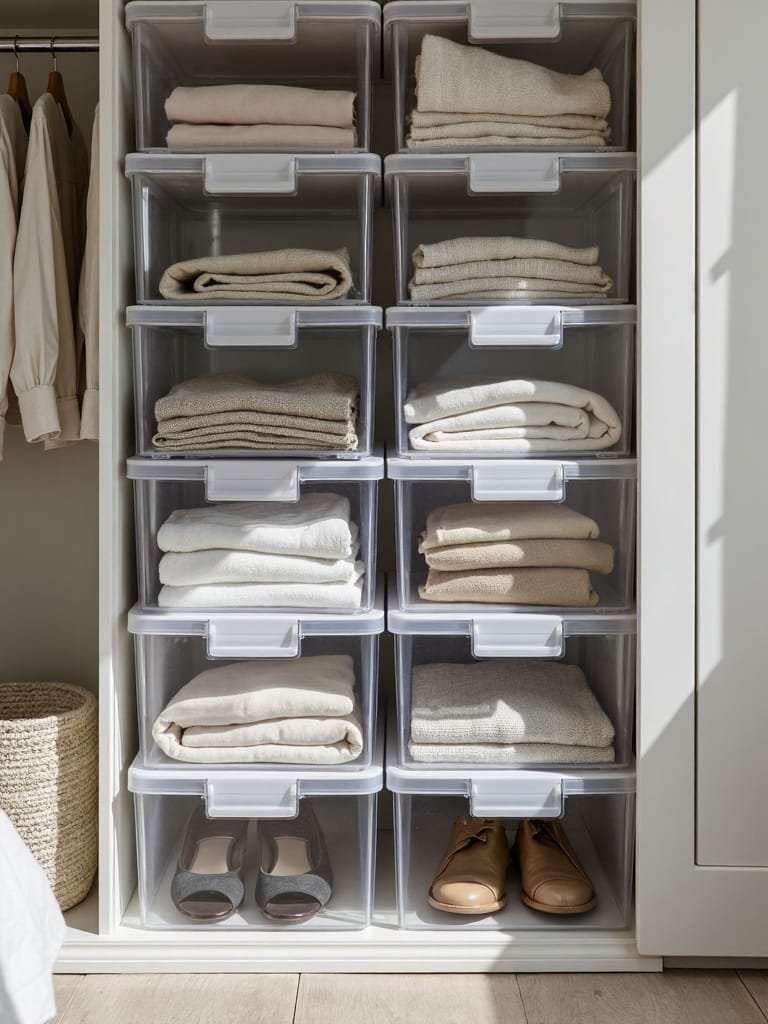 labeled storage bins organization