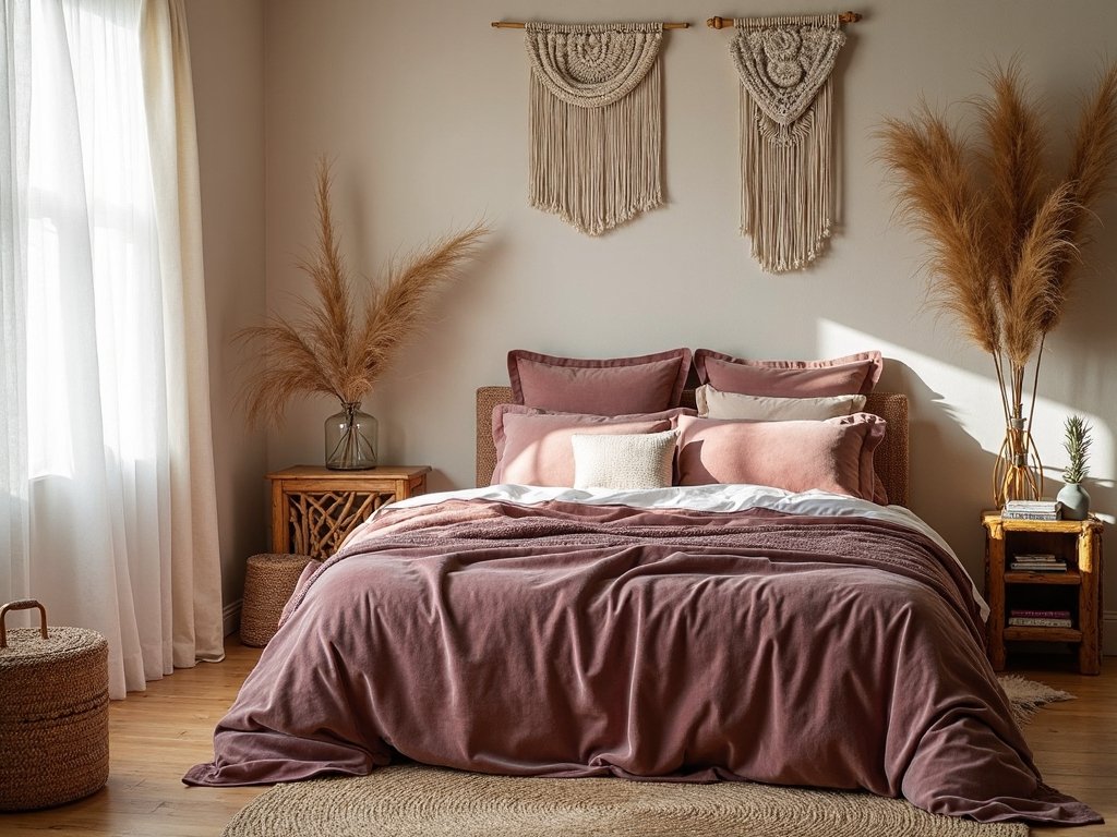 mauve boho natural fiber sanctuary