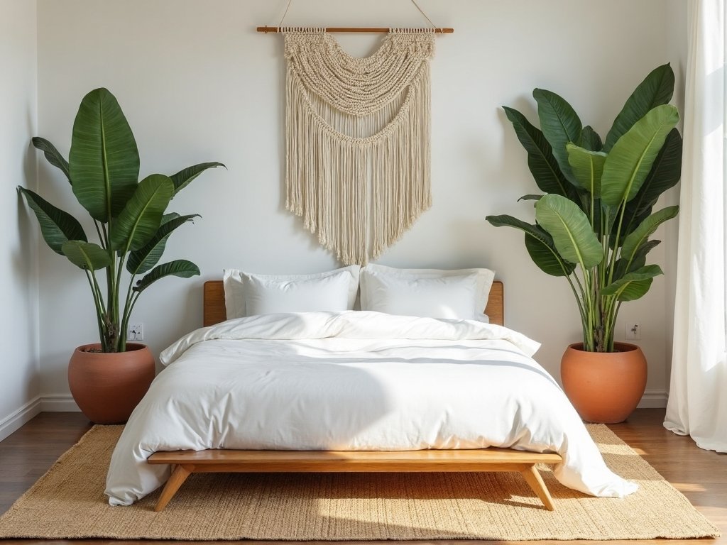 minimalist plant filled tranquil bedroom sanctuary
