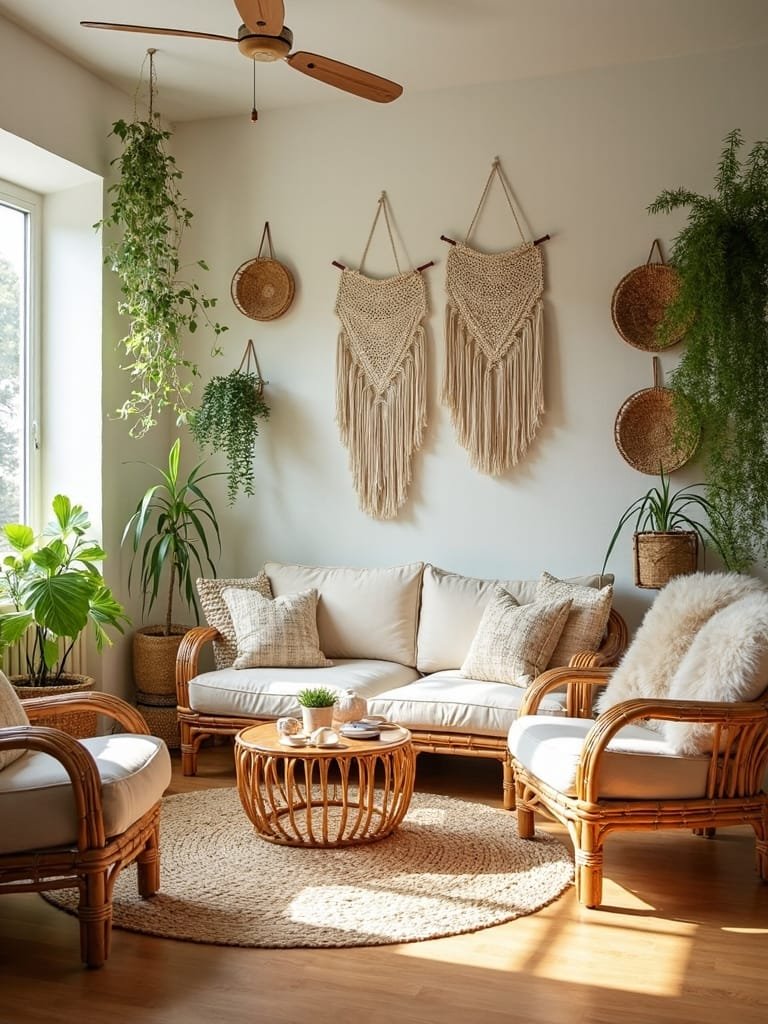 natural woven rattan elements