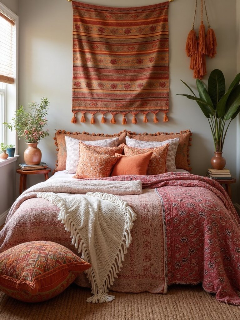personalized boho textile layering and mixing
