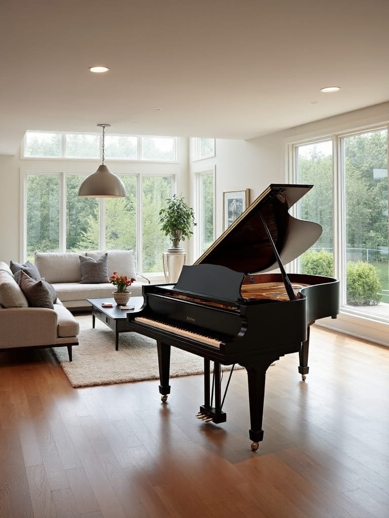 piano creatively separates spaces
