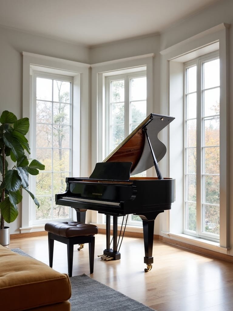 piano positioned in corner