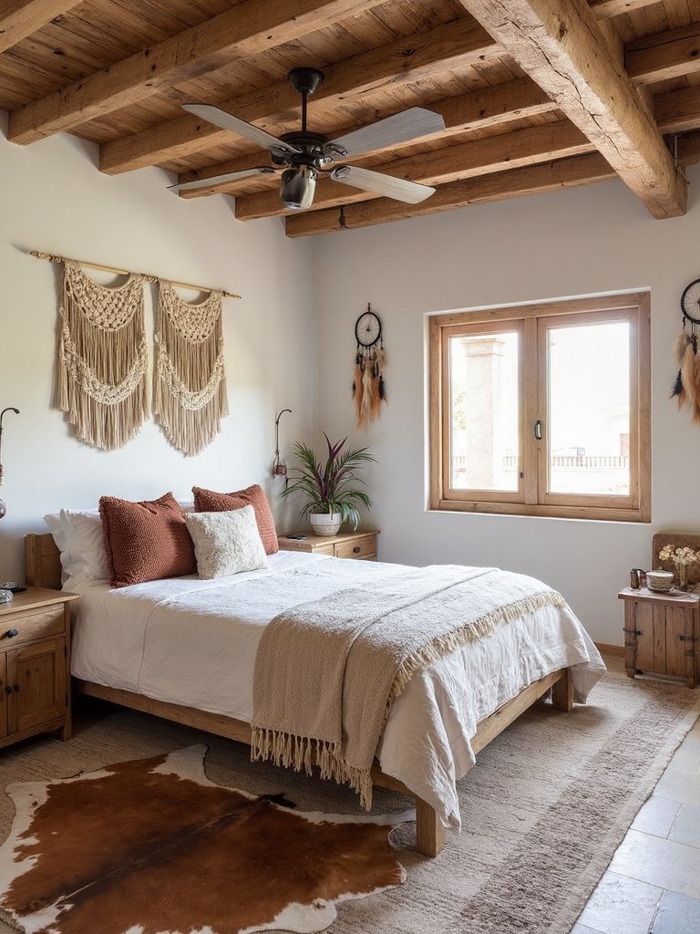 rustic bohemian blended bedroom ambiance
