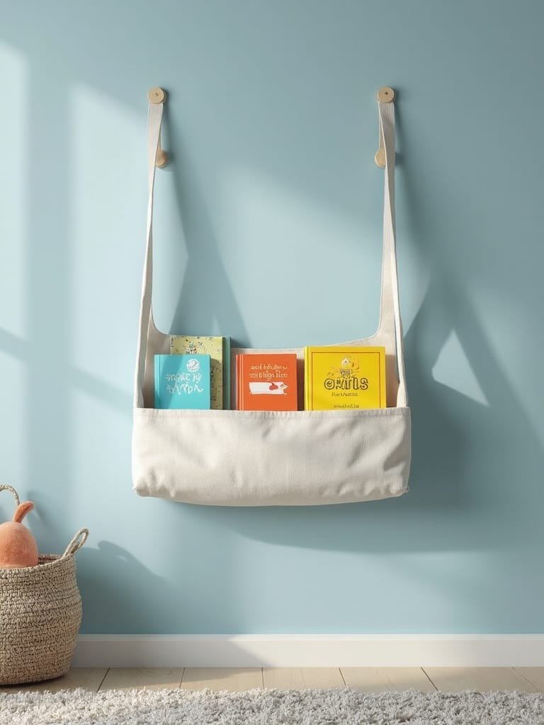 sling style book display shelves