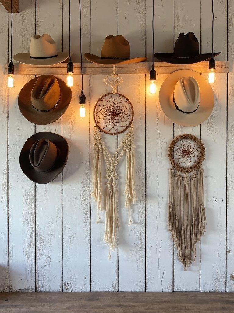 stunning boho western hat wall art