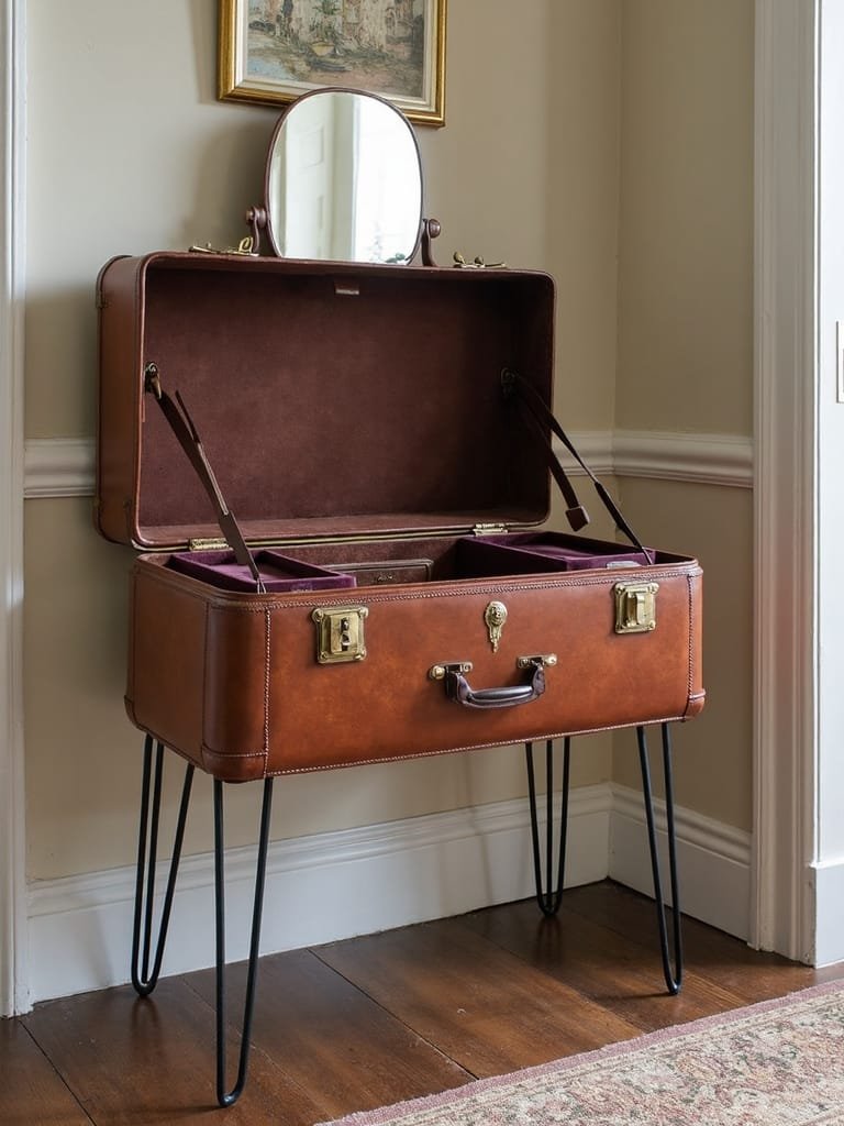 upcycled vintage suitcase vanities