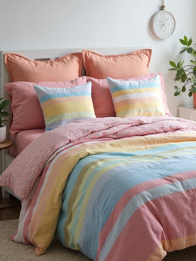 vibrant rainbow bedding sets