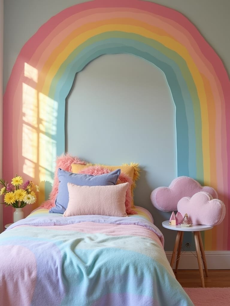 vibrant rainbow themed kids bedrooms