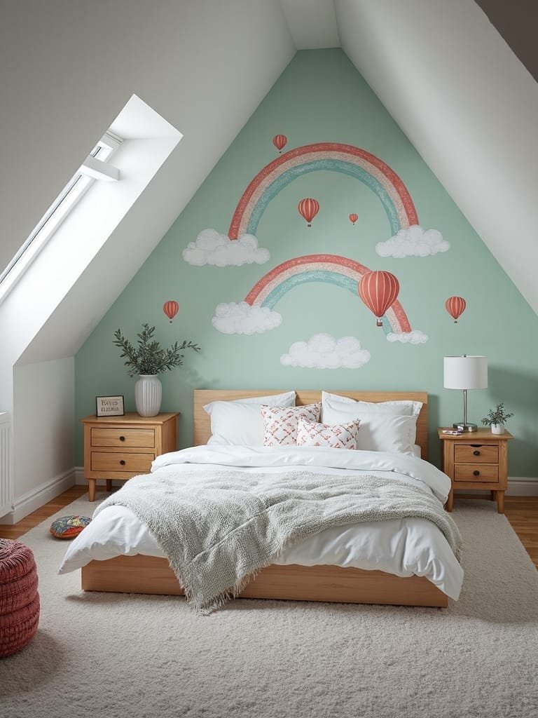 whimsical angular wall murals