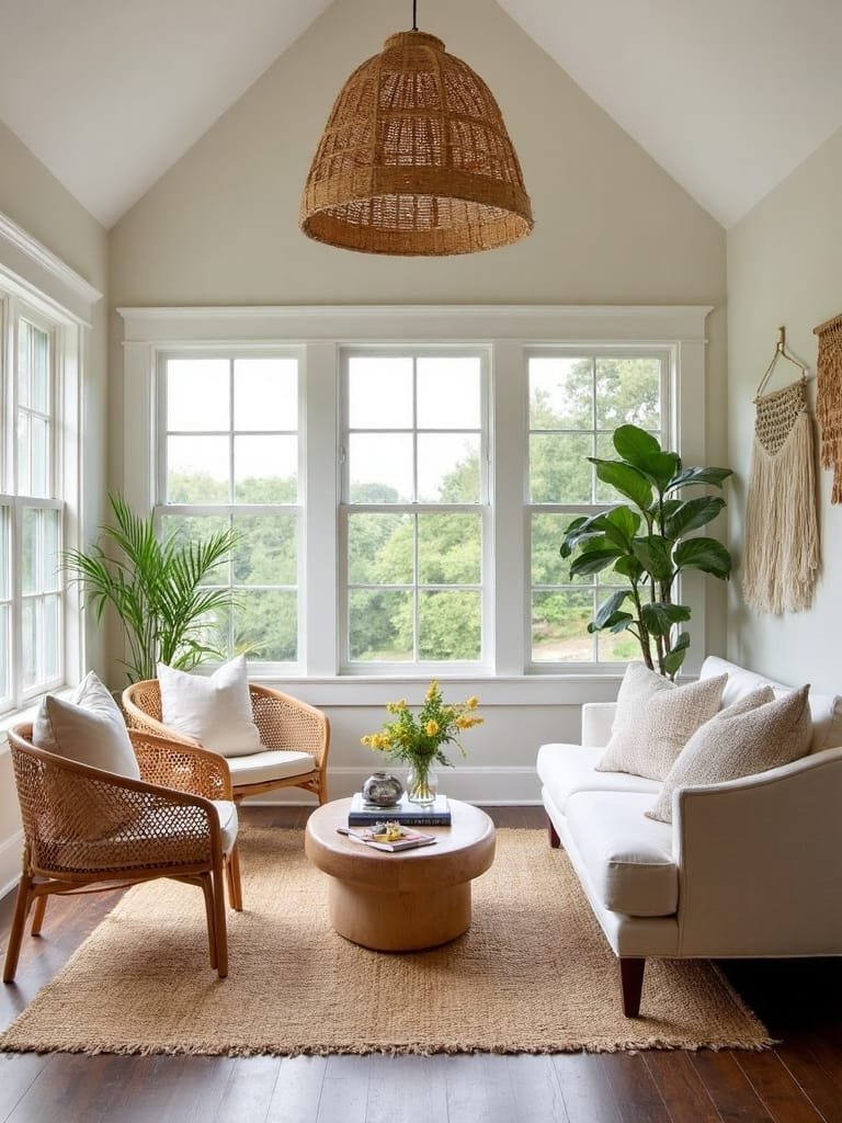 woven rattan design accents