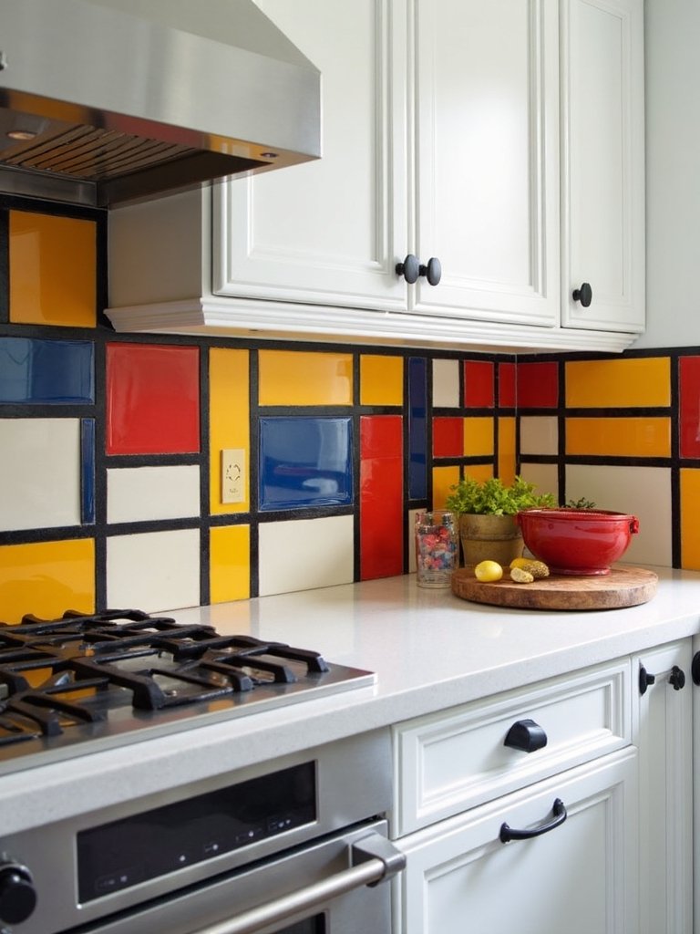abstract artistic kitchen backsplash