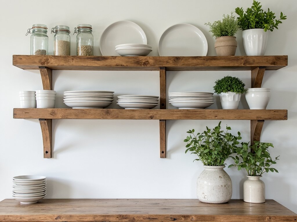 affordable stylish open kitchen shelving