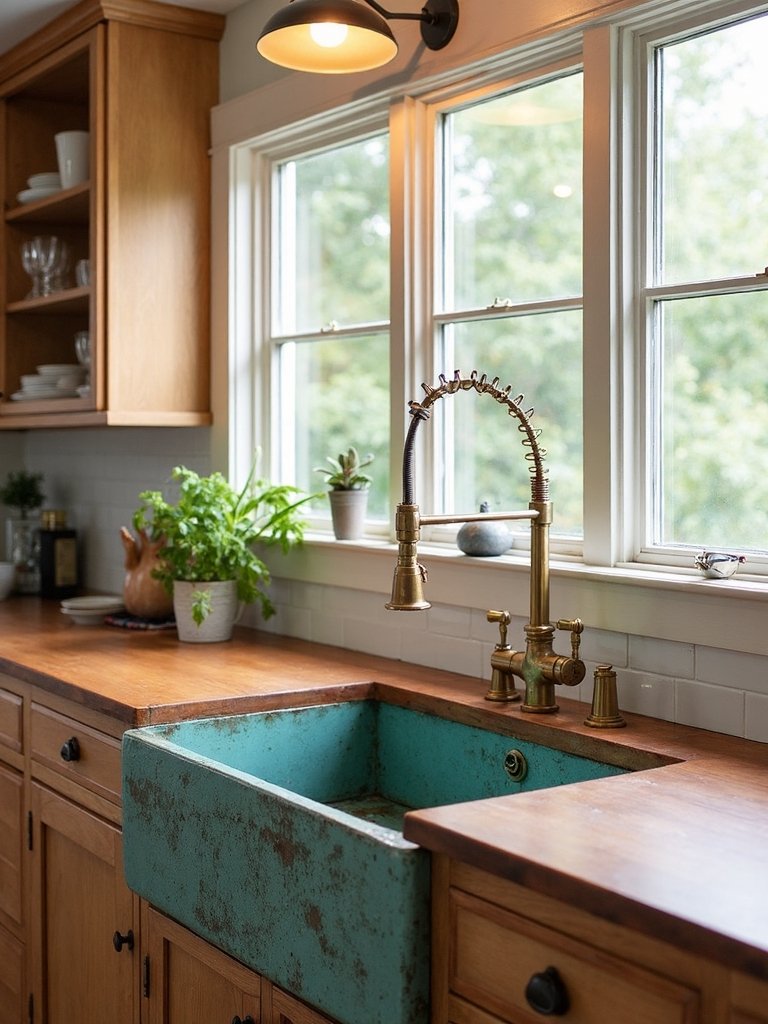 aged copper vessel basins