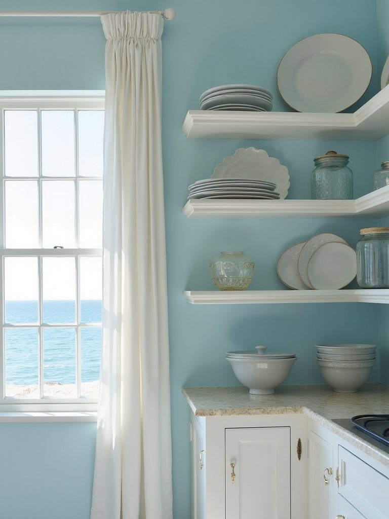 airy open shelving design